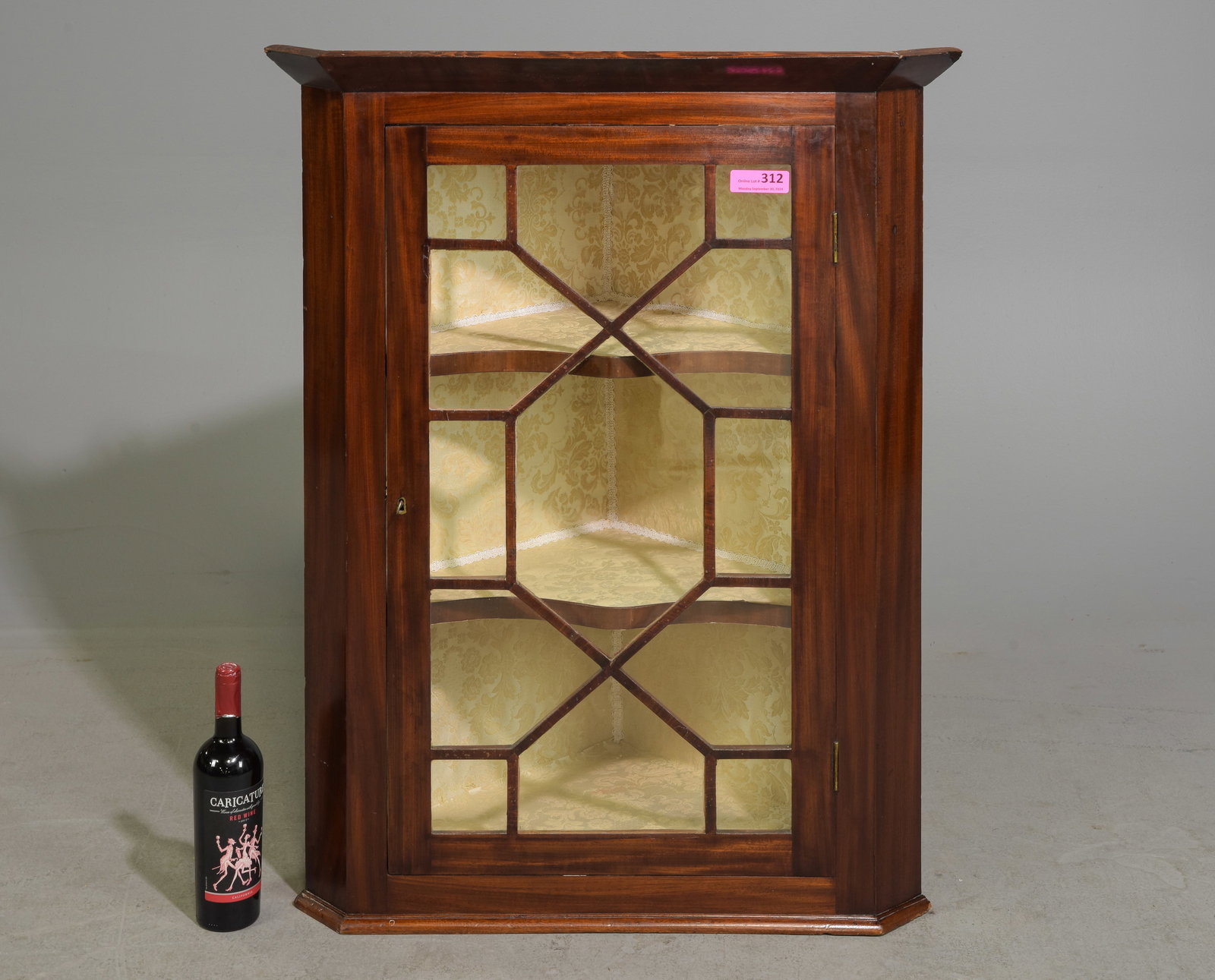 English Mahogany Corner Cabinet c.1920's: English Mahogany Corner Cabinet c.1920's-30's - 41 in tall x 32 x 18.5