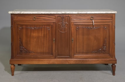Louis XVI Style Marble Top Sideboard / Enfilade