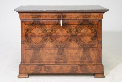Louis Philippe Style Walnut Marble Top Chest