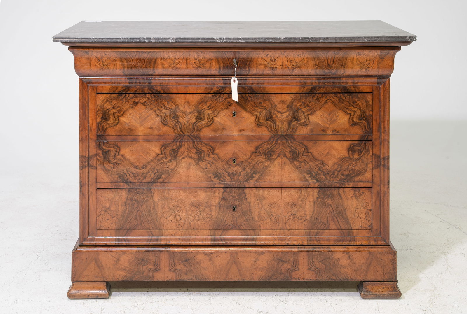 Louis Philippe Style Walnut Marble Top Chest (1 of 7)