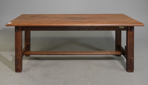 French Solid Oak Monastery Trestle Base Table