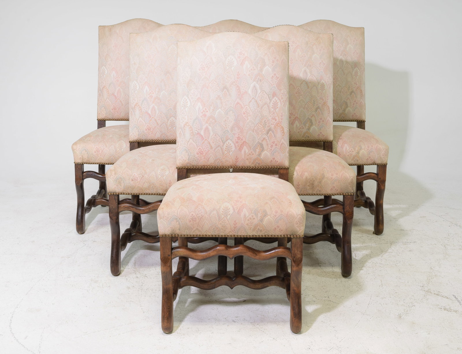 French Set of 6 Mouton Style Dining Chairs: French Set of 6 Mouton Style Beech Wood Dining Chairs - 42 in tall x 20 x 22 each with a seat height of 19.5 inches