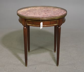 Louis XVI Style Red Marble Top Boulette Table