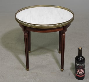 Louis XVI Style Petite White Marble Top Boulette Table
