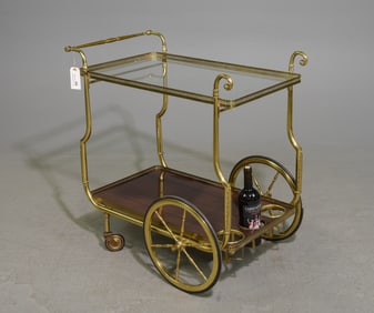 French Brass Finished Two Tier Cocktail Cart