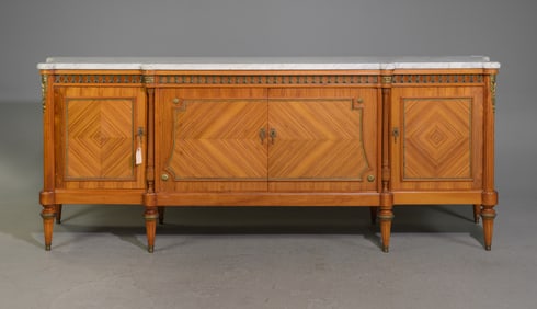 Louis XVI Style White Marble Top Sideboard