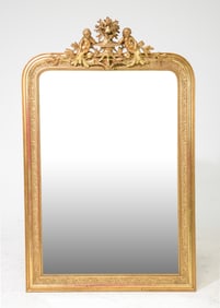Louis Philippe Style Gilded Mirror with Cherub Crown