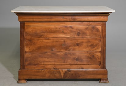 Louis Philippe Style Marble Top Walnut Chest