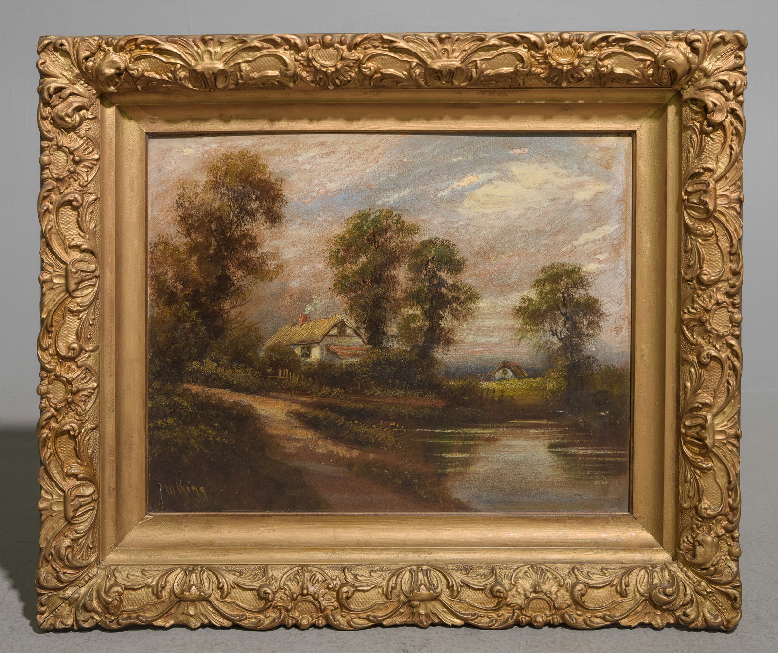 Gold Framed Oil on Board Landscape - W. King (1 of 4)