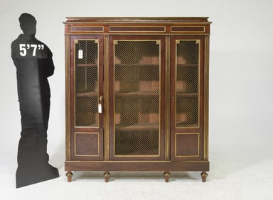 Louis XVI Style Triple Grilled Door Bookcase