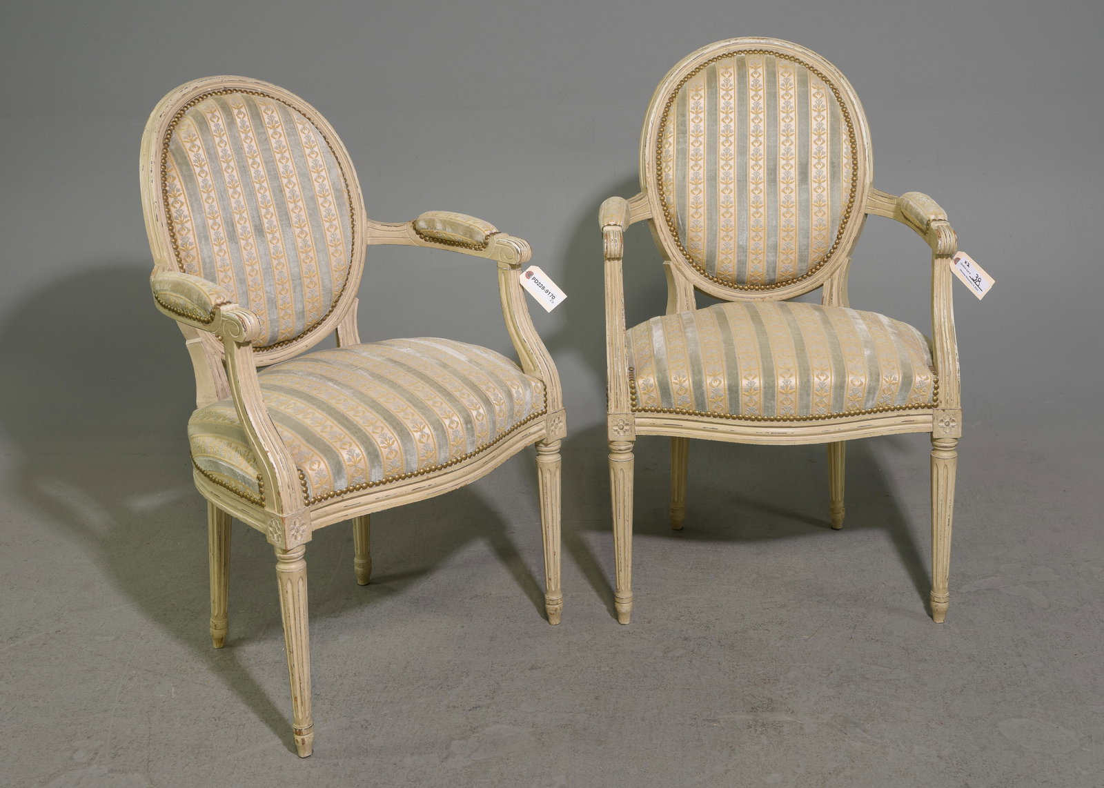Louis XVI Pair of French Balloon Back Arm Chairs (1 of 6)