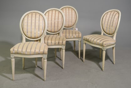 Louis XVI Style Set of 4 French Balloon Back Chairs