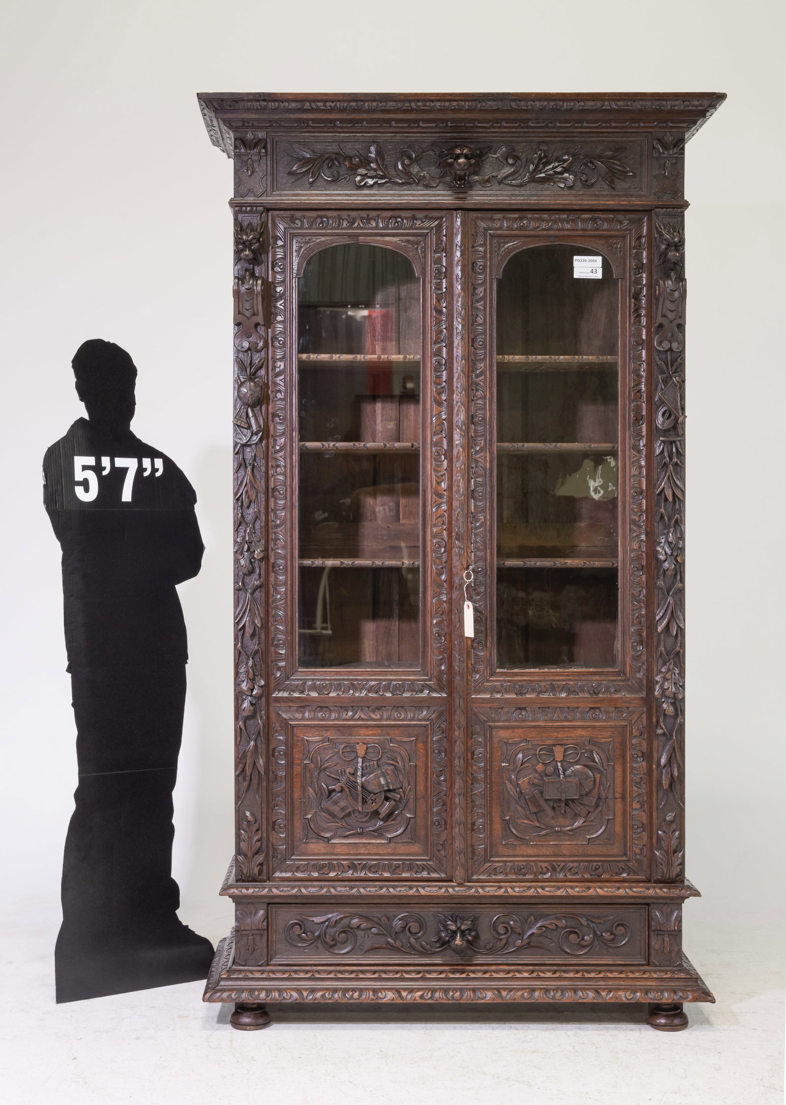 Renaissance Style Carved Dark Oak Bookcase (1 of 9)
