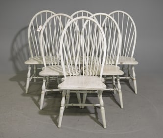 Set of 6 Spindle Back Painted Dining Chairs