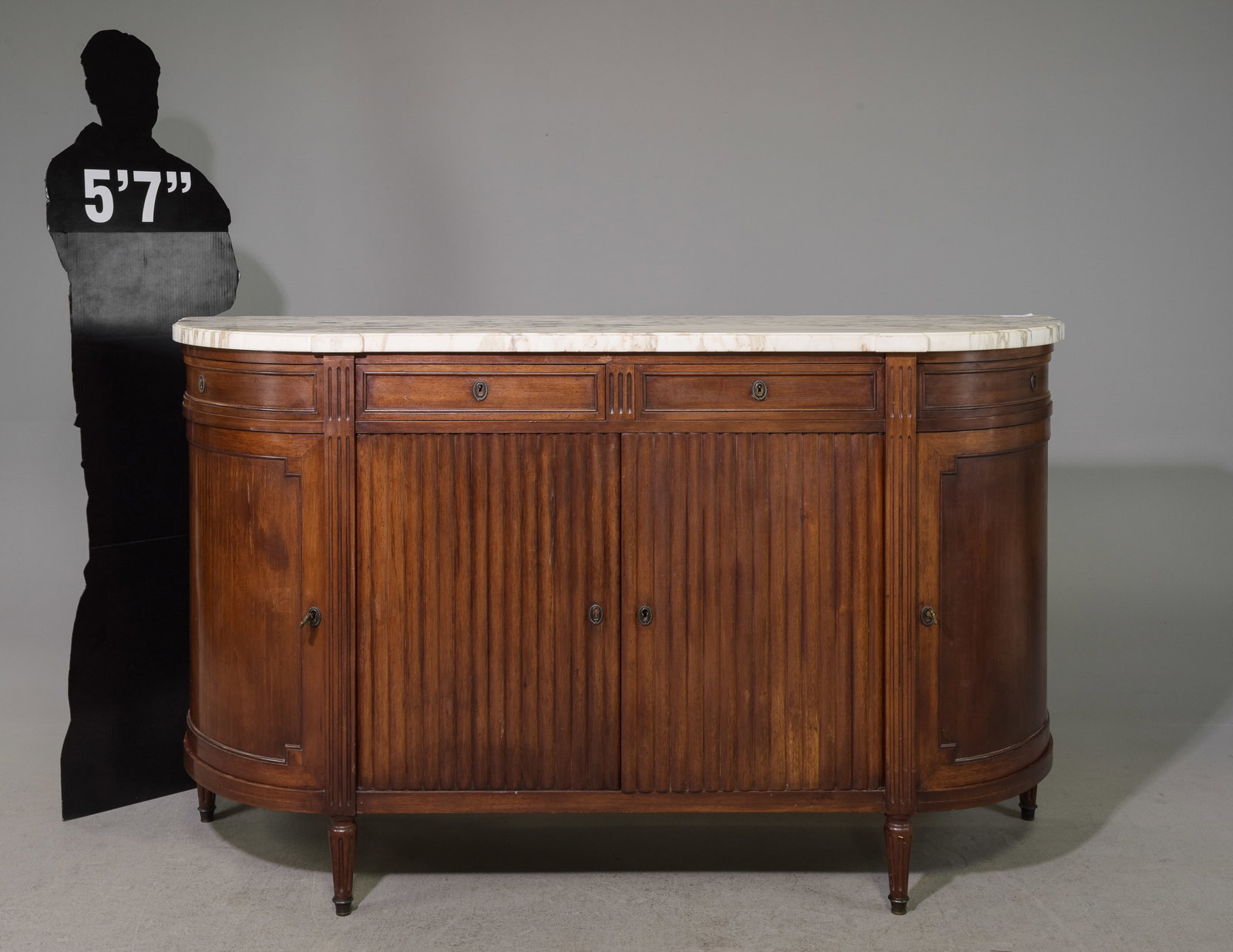 Louis XVI Style White Marble Top Bow Front Sideboard (1 of 8)