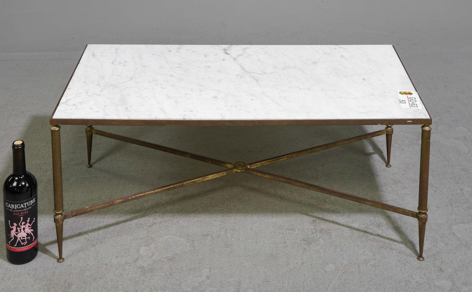French White Marble Top Brass Finished Coffee Table (1 of 3)