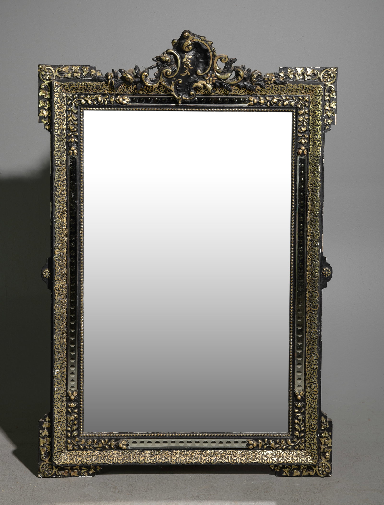 Louis XVI Style Black & Gold Framed Mirror (1 of 4)