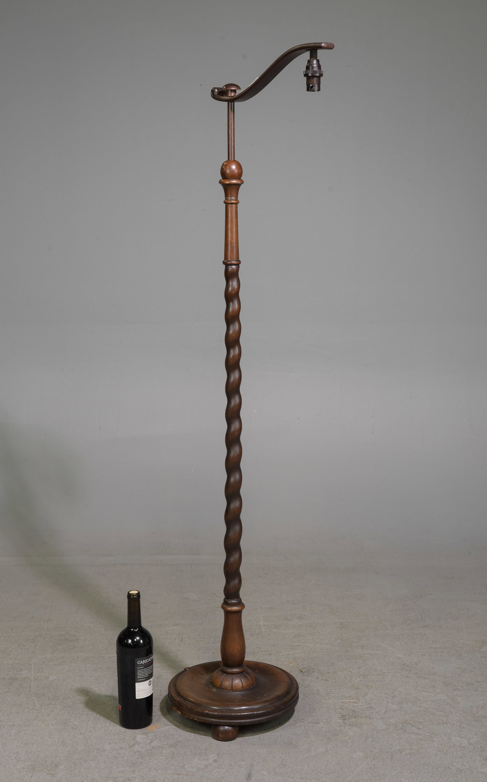 British Oak Twisted Floor Lamp c.1930's (1 of 4)