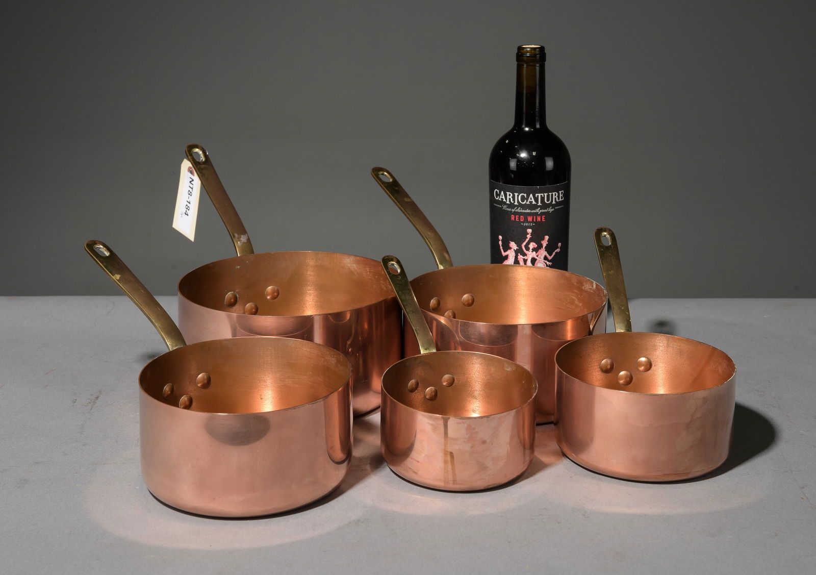French Polished Copper Set of 5 Sauce Pans #3 (1 of 3)