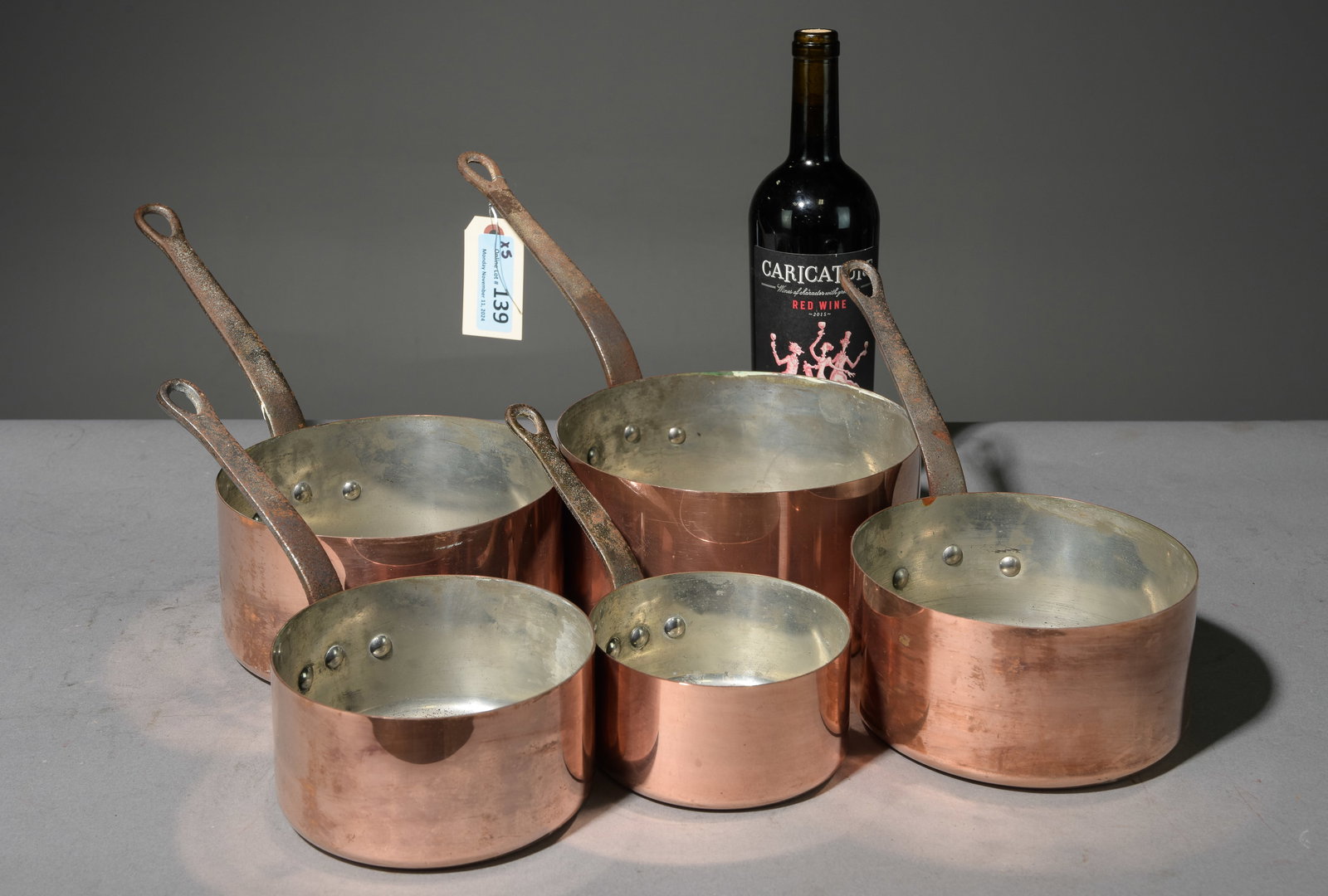 French Polished Copper Set of 5 Sauce Pans #4 (1 of 4)