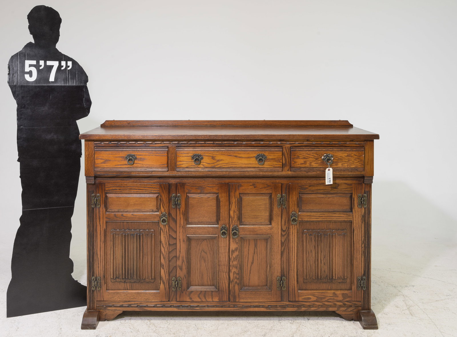 British Oak Sideboard / Server with Linen Fold Panels (1 of 9)
