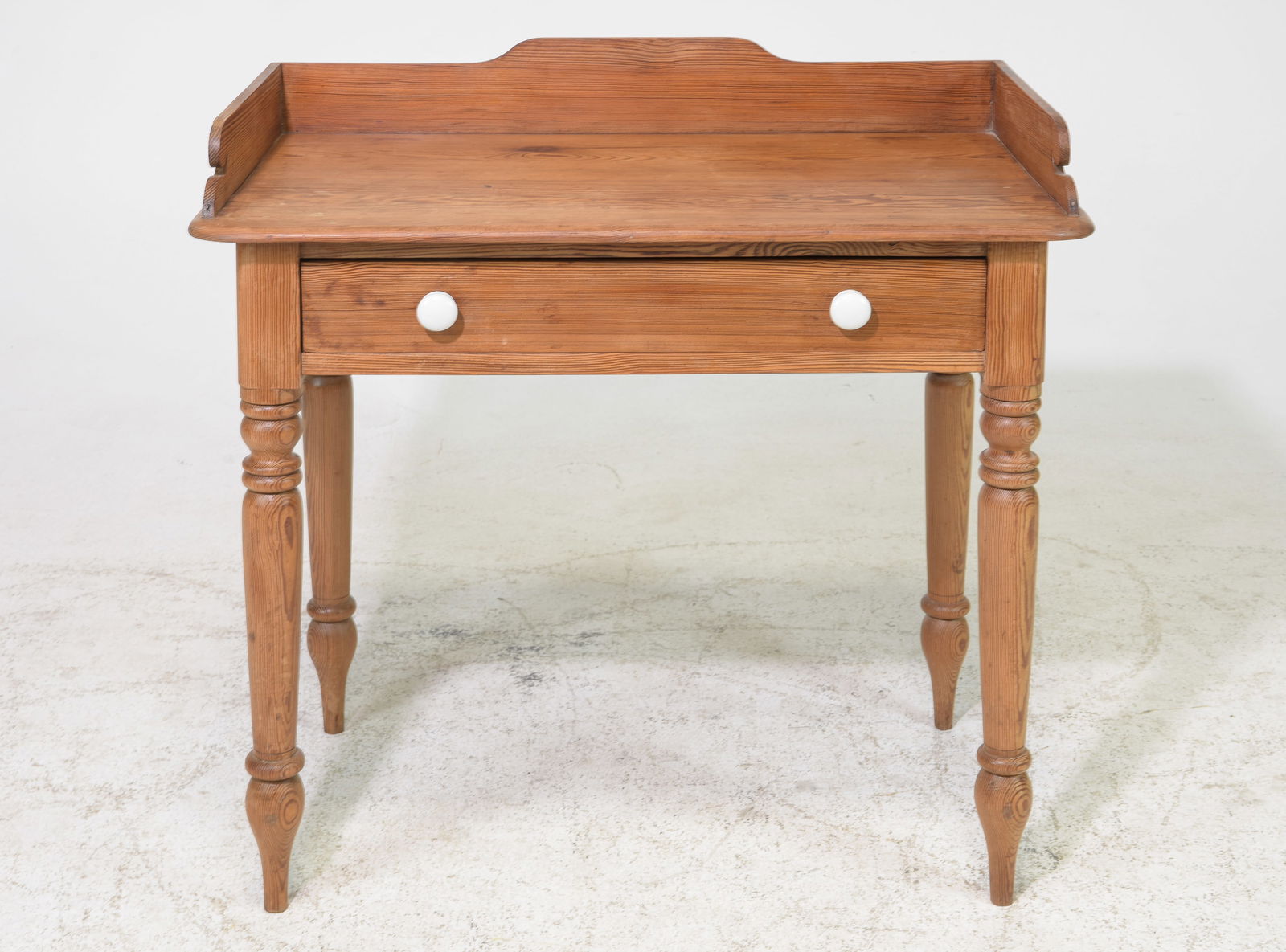 British Pine Single Drawer Table with Gallery c.1900 (1 of 4)