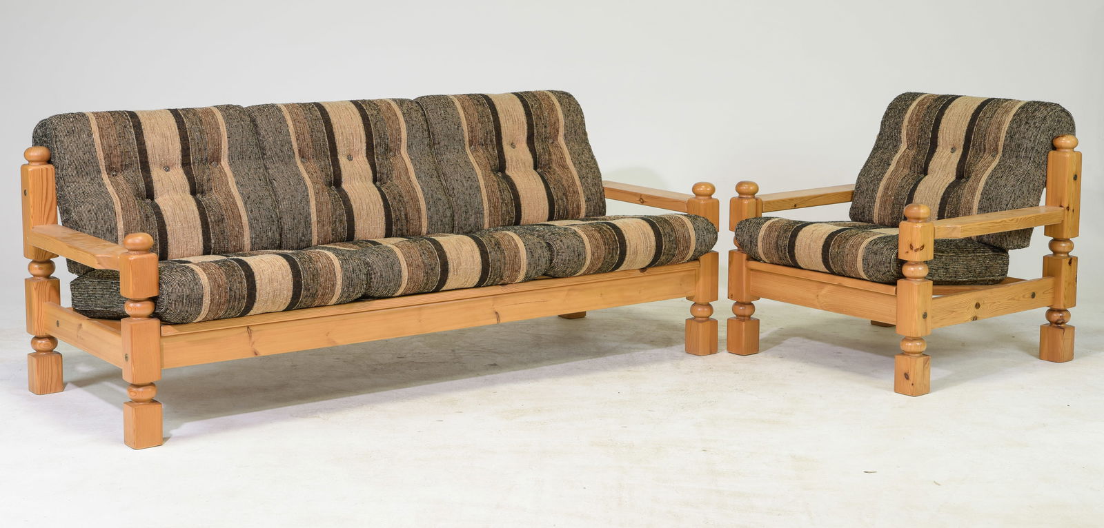 Swedish Pine Three Seater Sofa & Arm Chair (1 of 6)