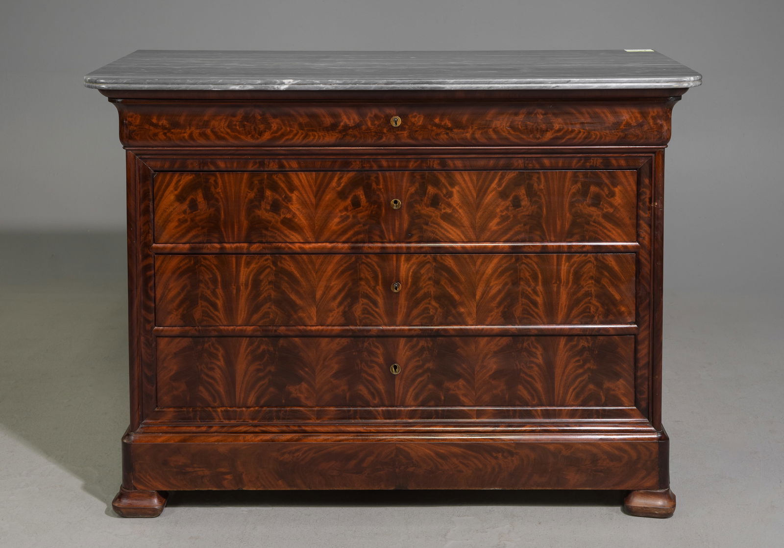 Louis Philippe Style Marble Top Flame Mahogany Chest (1 of 5)