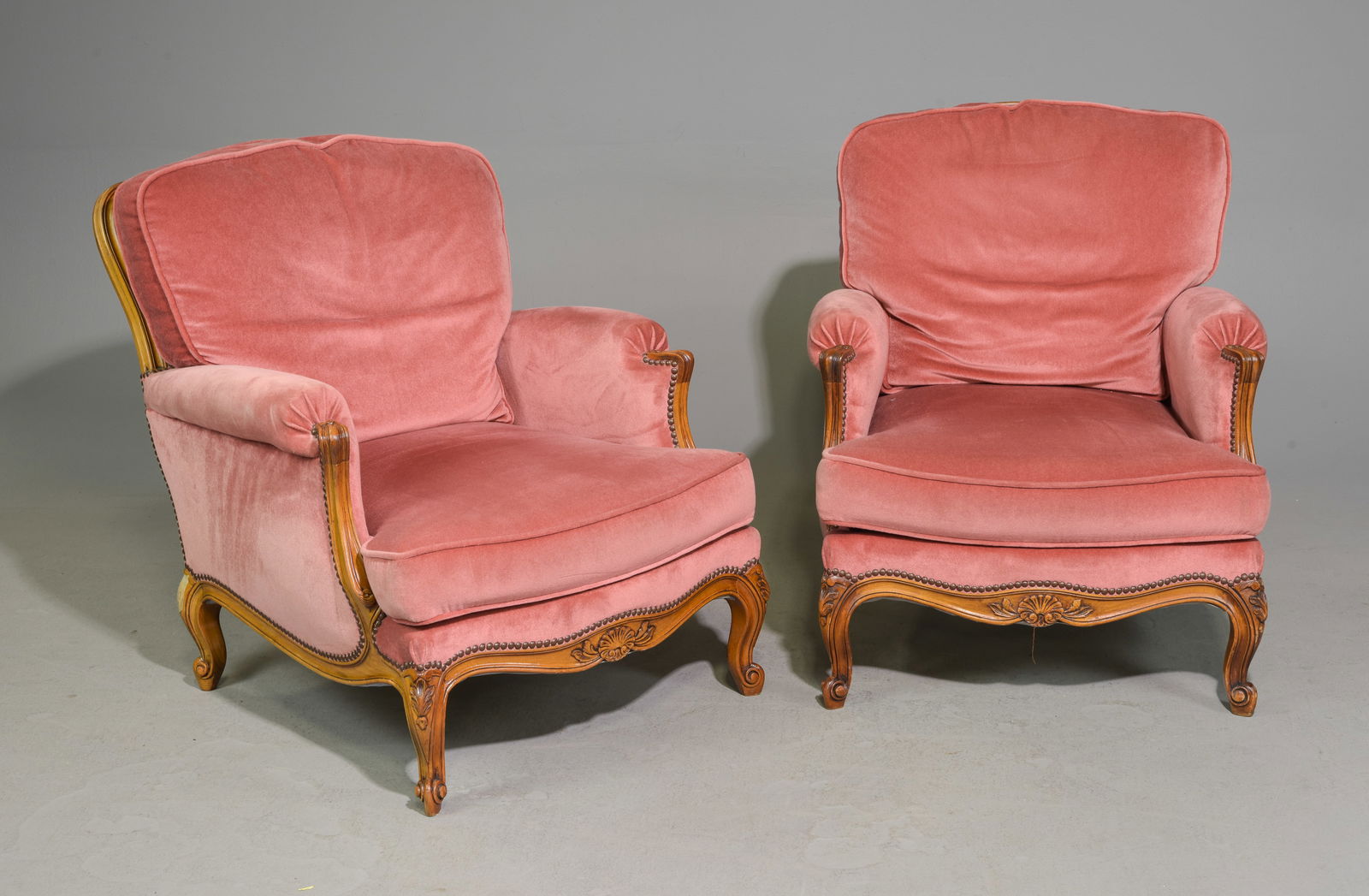 Louis XV Style Pair of Walnut Upholstered Chairs (1 of 3)