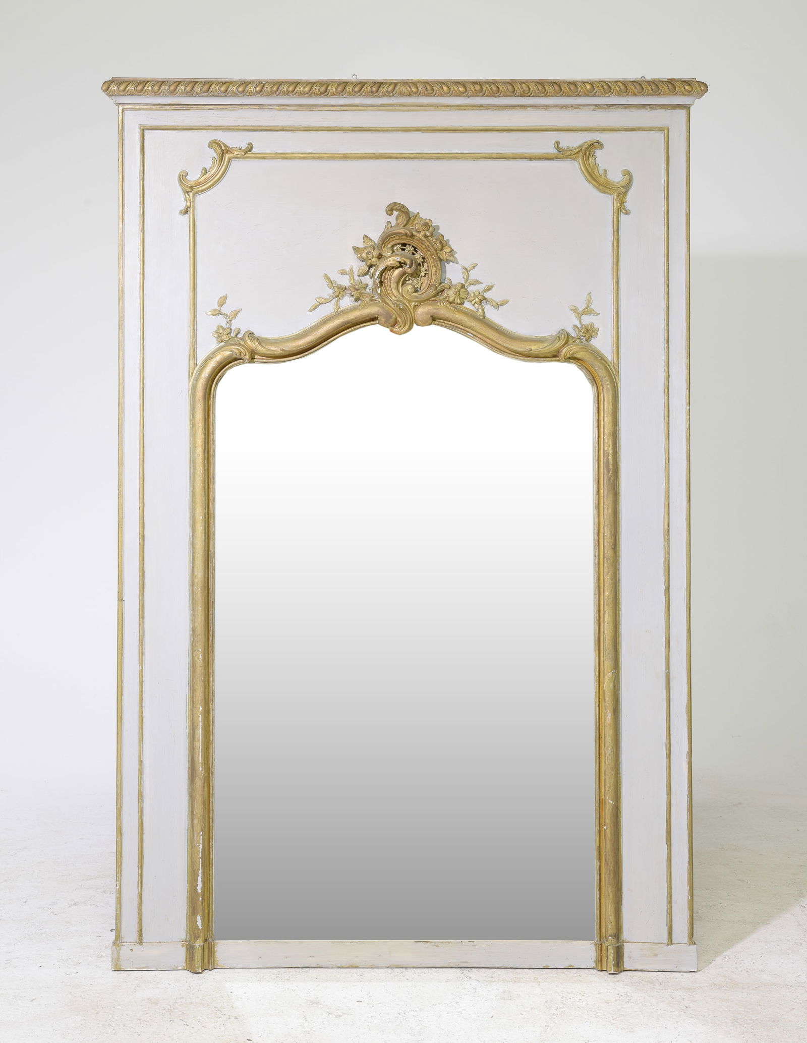 Louis XV Style Large Grey & Gold Painted Mirror (1 of 5)