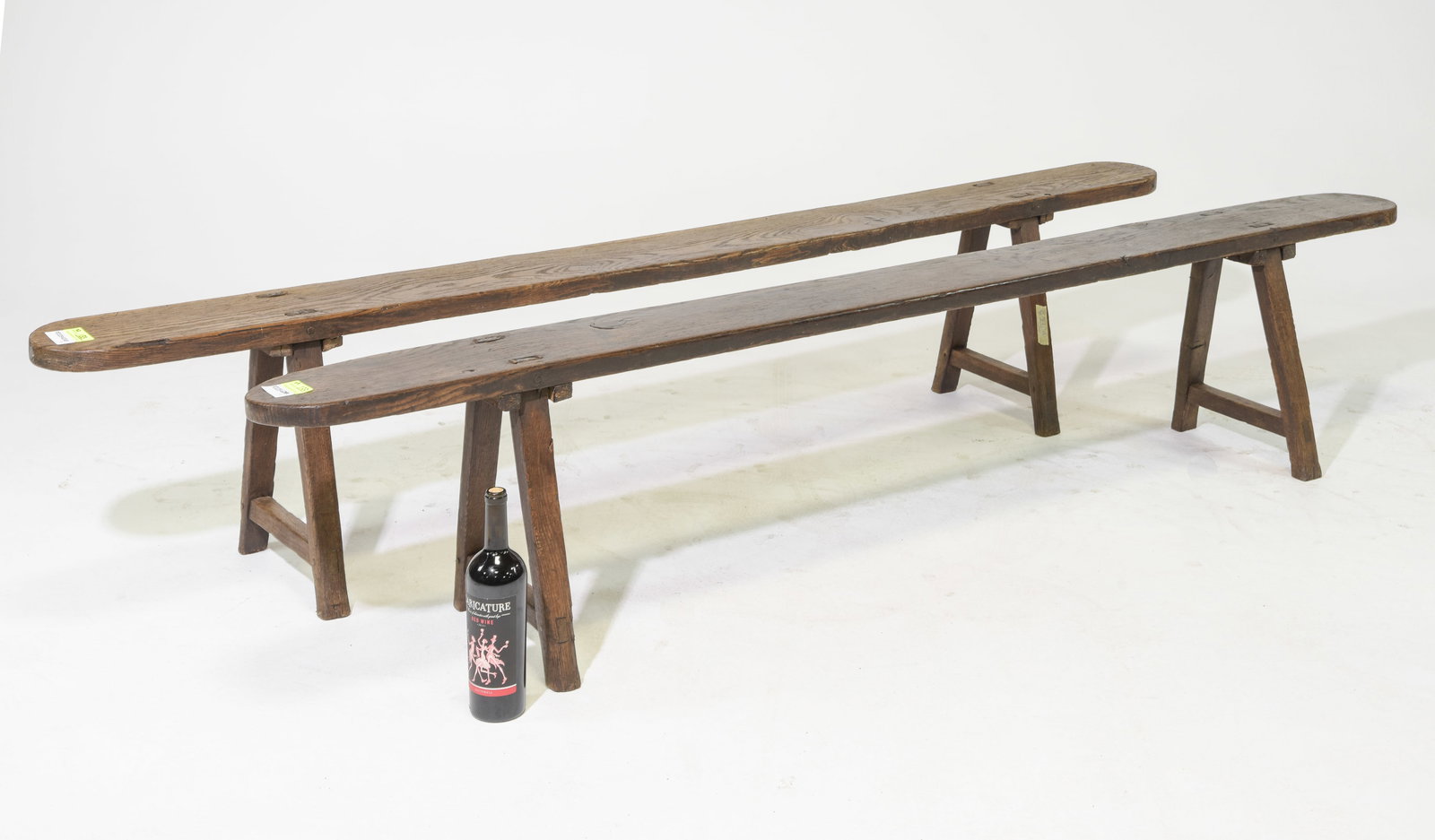 French Pair of Solid Oak Farmhouse Benches (1 of 4)