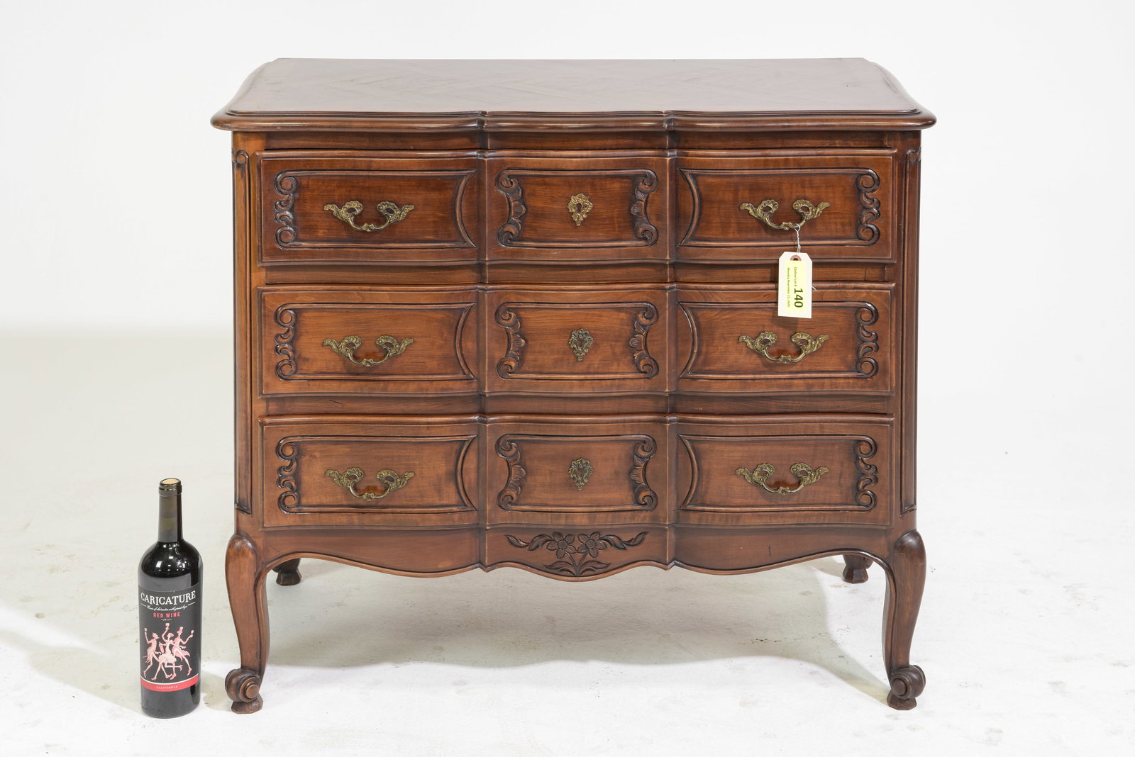 Louis XV Style Parquet Top Three Drawer Chest (1 of 5)