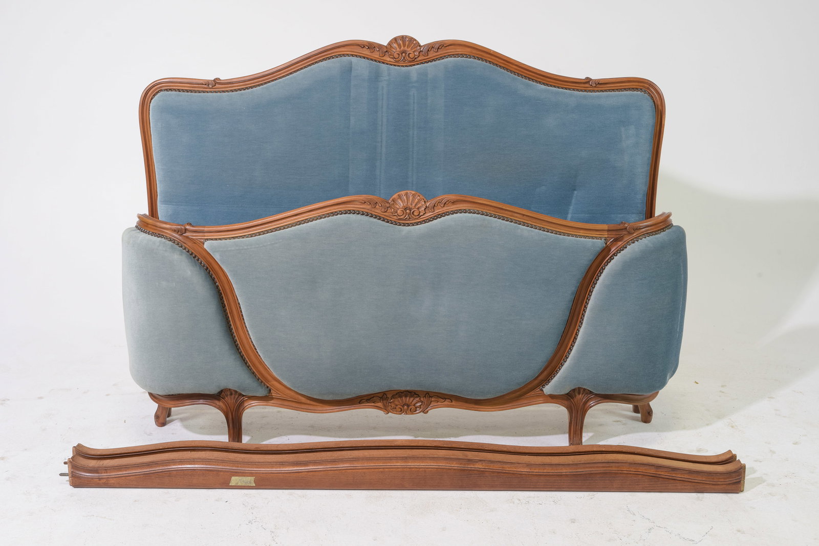 Louis XV Style Beech Wood Upholstered Bed with Rails #2 (1 of 4)