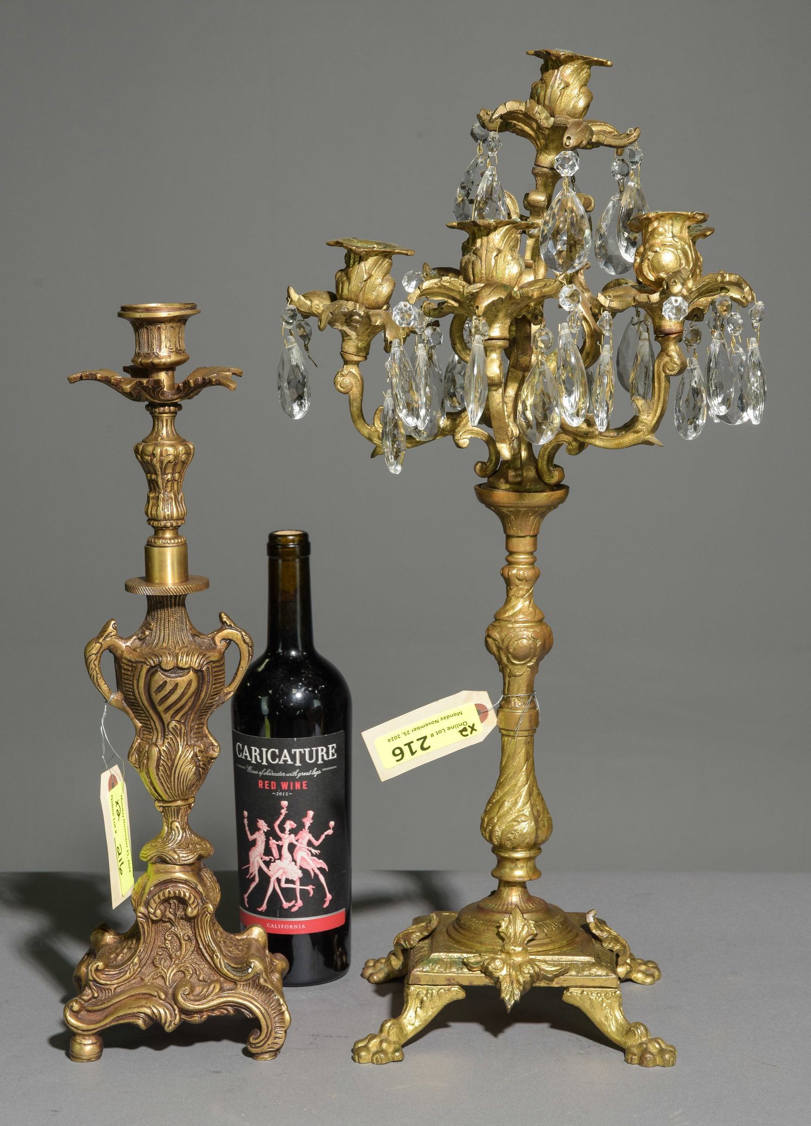 French Candlestick & Candleabra: French Candlestick & Candleabra - 25 in tall x 12 x 12 and 18 in tall x 5.5 x 4.5