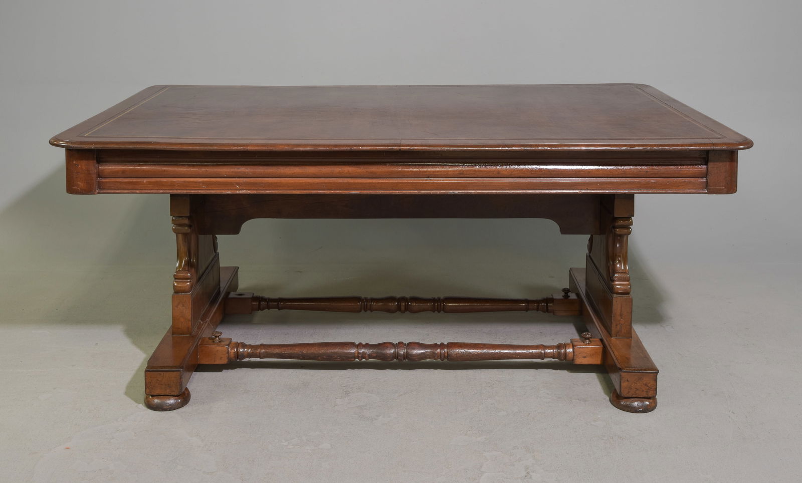 Large Brown Leather Top Library / Writing Table (1 of 4)