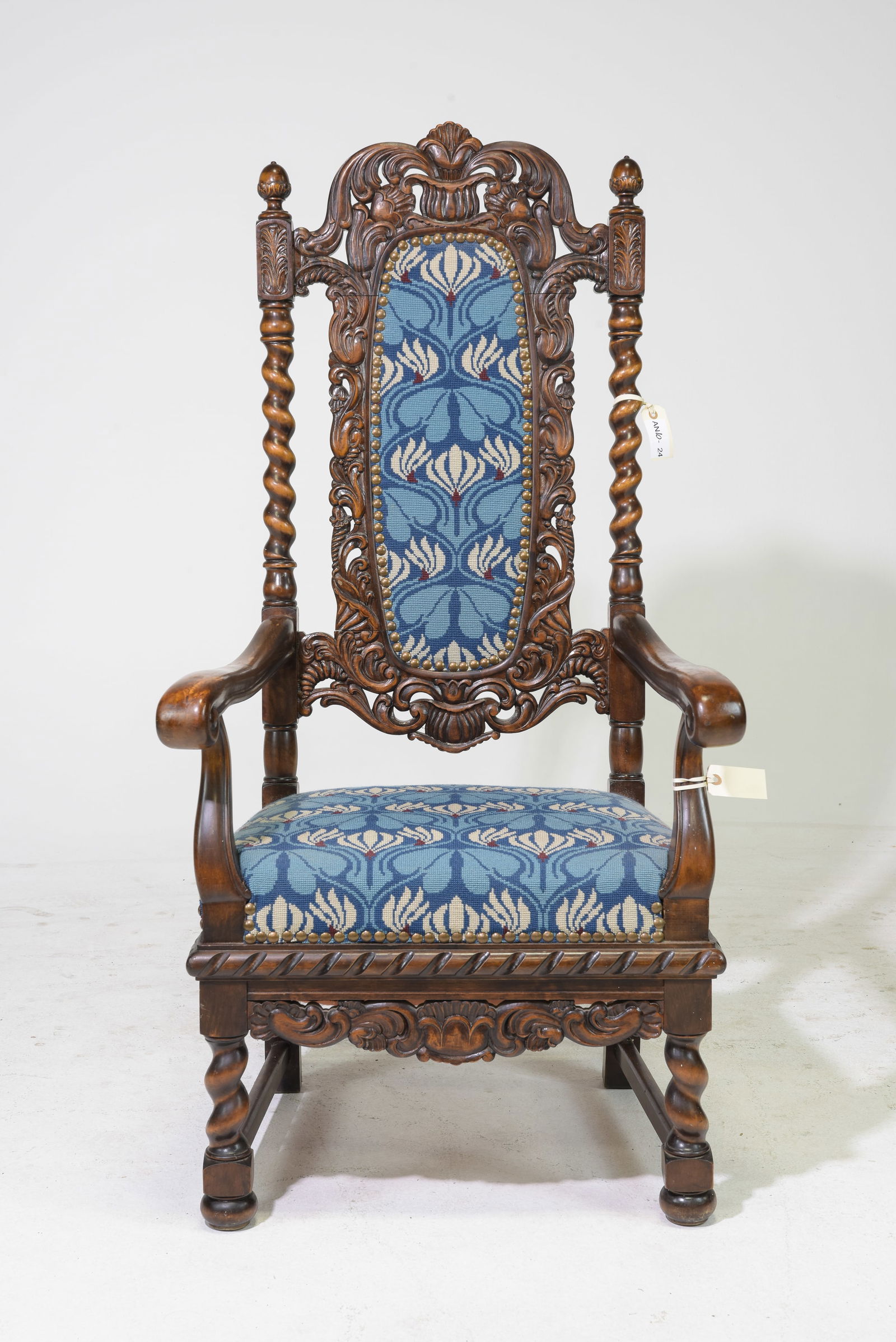 Danish Oak Barley Twist Fireside Arm Chair (1 of 6)