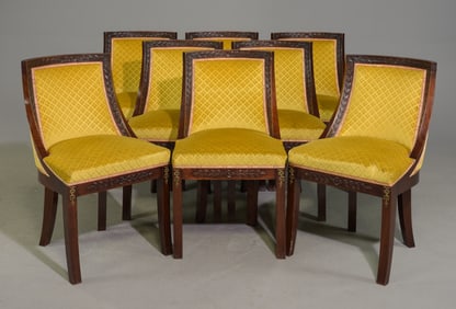 French Empire Style Set of 8 Dining Chairs