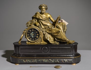 Neoclassical Gilded Figural Mantle Clock "Aristotle"