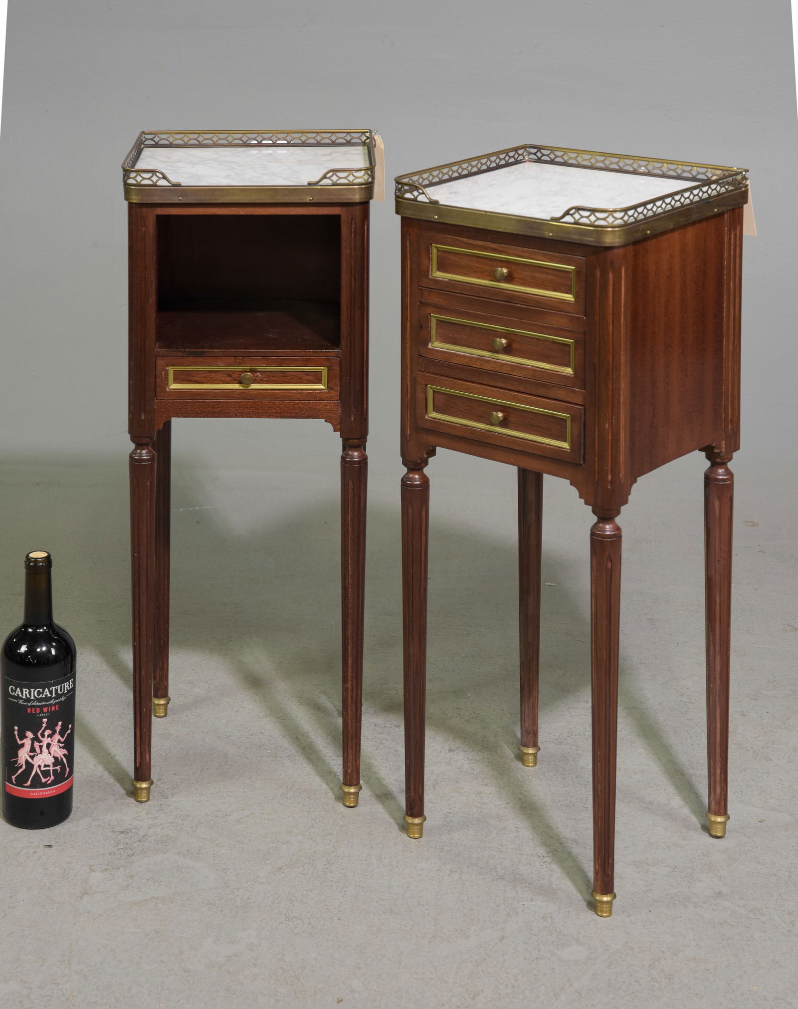 2 Louis XVI Style White Marble Top Occasional Tables (1 of 4)