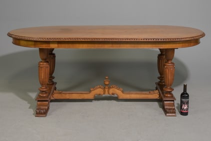 French Double Baluster Base Oval Oak Table