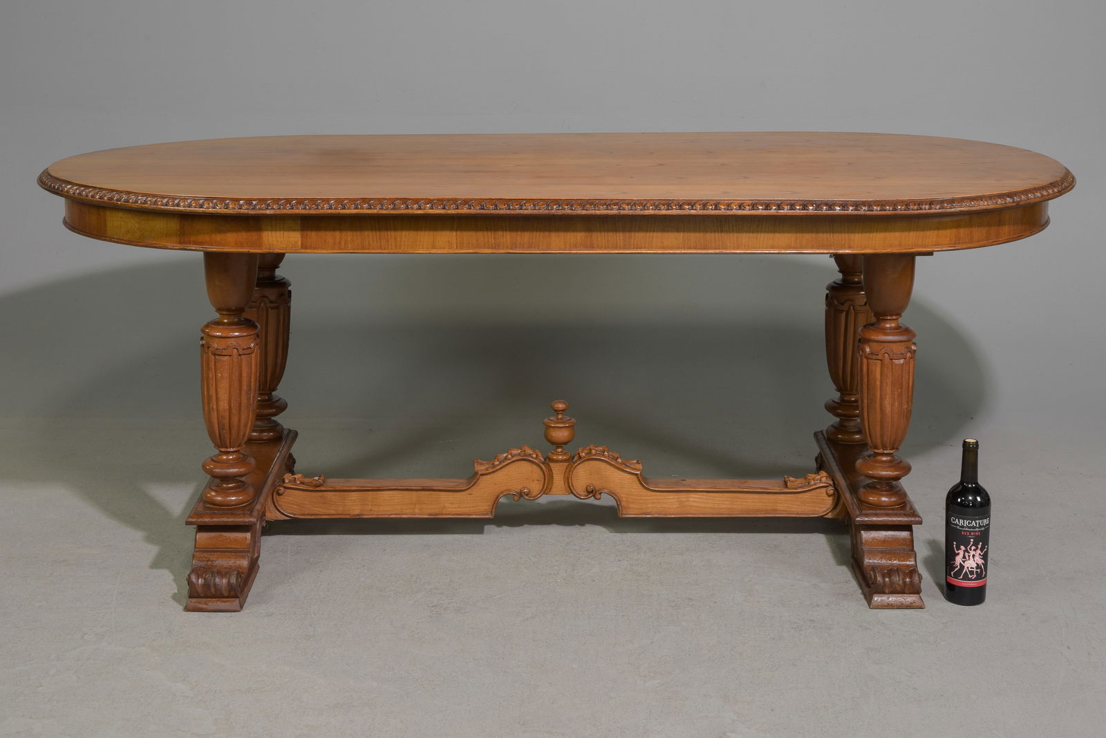French Double Baluster Base Oval Oak Table (1 of 5)