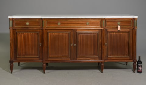Louis XVI Style White Marble Top Sideboard #1