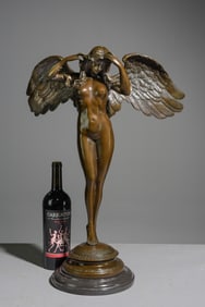 J.B. Depose Bronze Angel on Marble Base