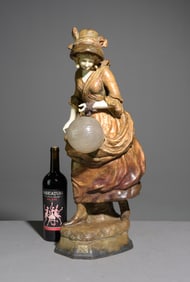 French Figural Signed & Stamped Lamp