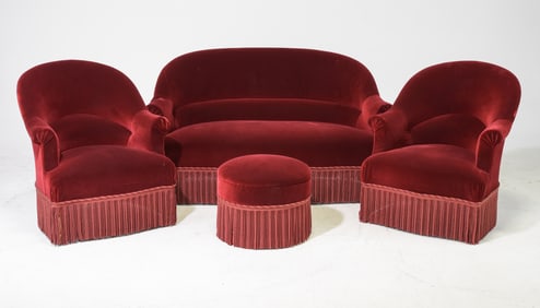 4pc French Crapeau Style Sofa Set c.1930's-40's