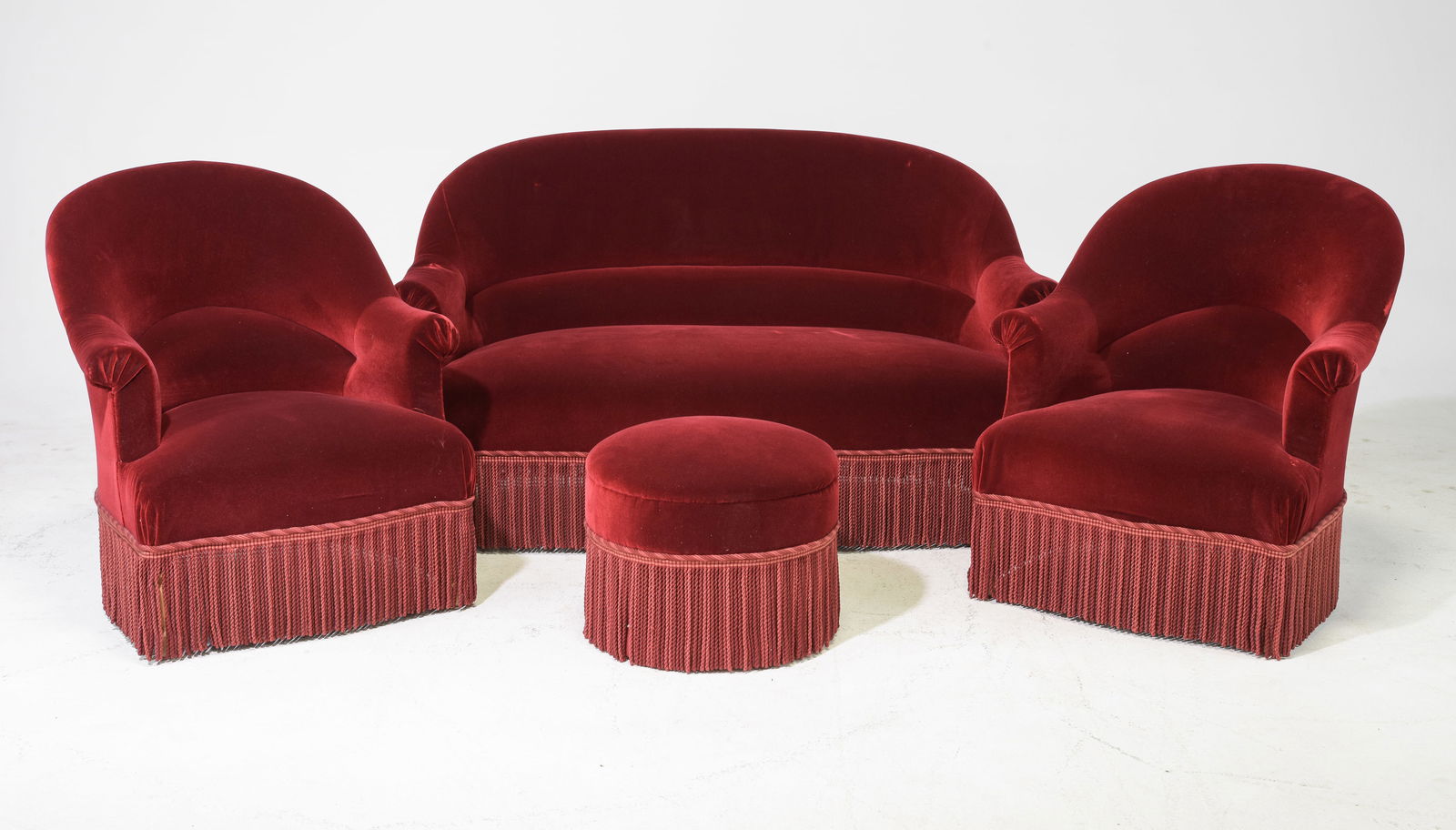 4pc French Crapeau Style Sofa Set c.1930's-40's (1 of 8)
