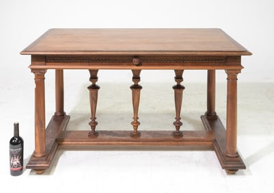 Henri II Style Walnut Library / Writing Table