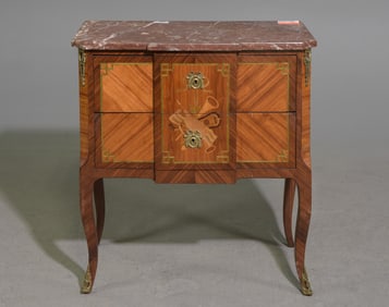 Louis XV Style Marble Top Chest / Nightstand
