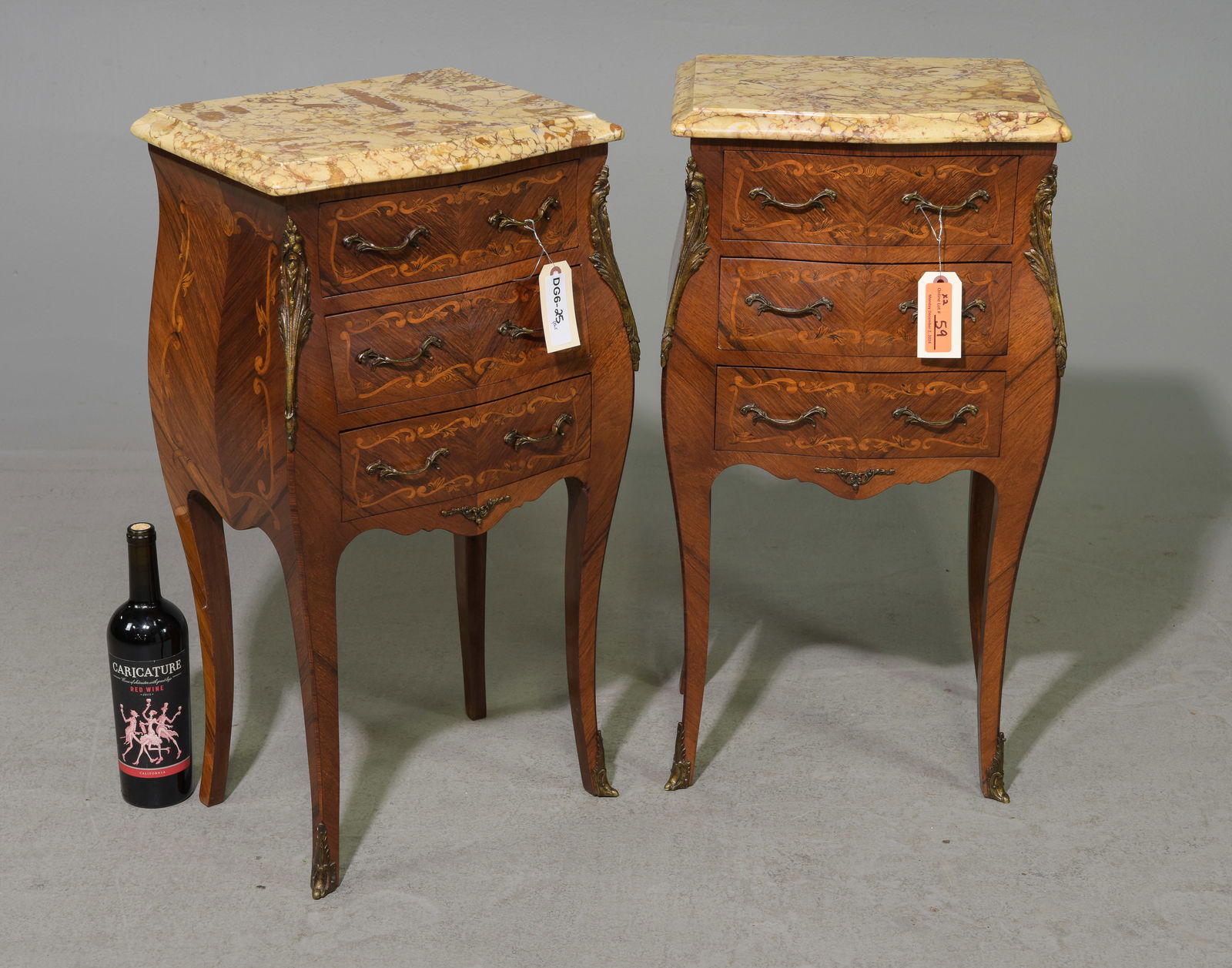 Louis XV Style Pair of Marble Top Occasional Chests (1 of 5)