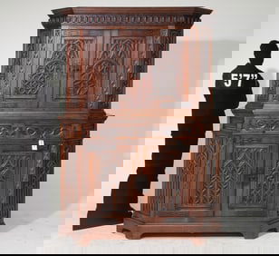 Renaissance Style Finely Gothic Carved Oak Cupboard